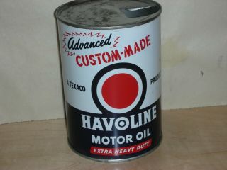 Texaco Havoline 1 Quart Oil Can Metal Empty B3