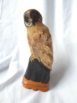 Owl Sculpture Carved Buffalo Horn 2