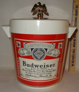 Vintage West Bend Thermo - Serv Anheuser - Busch Budweiser Beer Ice Bucket W/ Eagle
