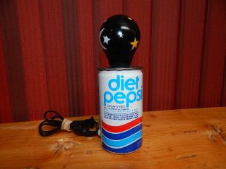 Vintage 1970s Diet Pepsi Can Made Into Light With Color Bulb & Power Cord