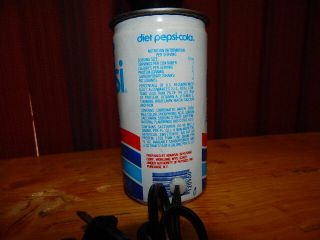Vintage 1970s Diet Pepsi Can Made into Light with Color Bulb & Power Cord 4