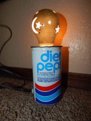 Vintage 1970s Diet Pepsi Can Made into Light with Color Bulb & Power Cord 7