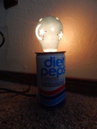 Vintage 1970s Diet Pepsi Can Made into Light with Color Bulb & Power Cord 8