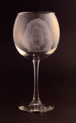 Etched Spinone Italiano On Elegant Wine Glasses - Set Of 2