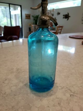 Vintage Blue Seltzer Bottle Allen Made In Czechoslovakia