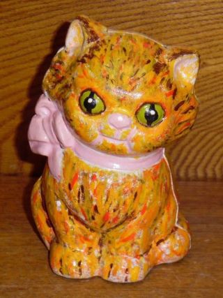 Repainted Old Hubley Cast Iron Cat Bank - 4 7/8 "
