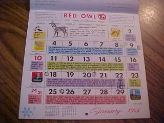 1965 Red Owl Grocery Store Child ' s Calendar Near SEE all Pic ' s Hopkins Mn 5