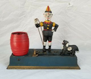 Hubley Paint Antique Cast Iron Trick Dog Mechanical Bank Hubley 1920 S