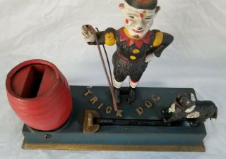 HUBLEY Paint Antique Cast Iron Trick Dog Mechanical Bank Hubley 1920 s 2