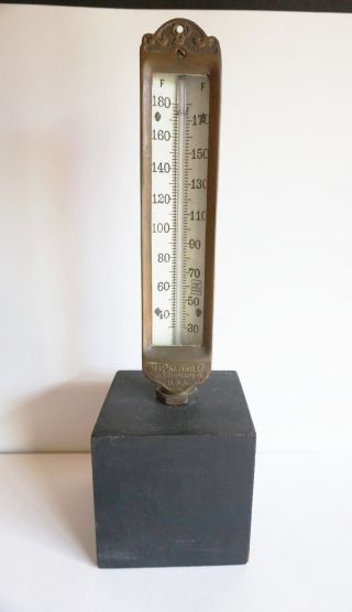 Vintage The Palmer Co Brass 30 To 180 F Thermometer 12 " Steampunk