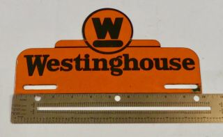 Antique Orange Westinghouse License Plate Topper Porcelain Advertising Sign
