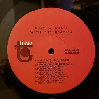 Sing a Song With The Beatles Instrumental Vinyl LP 1964 Tower KAO 5000 5