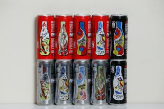 2009 Coca Cola 10 Cans Set From Spain,  Futbol Art