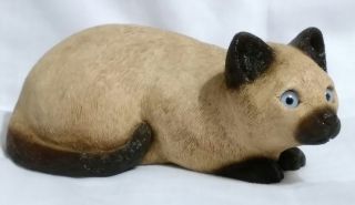 Siamese Cat Figurine Sandicast Signed Sandra Brue Kitty Vintage Kitten Statue