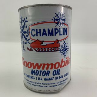 Vintage Full Htf Champlin Snowmobile Motor Oil 1 Quart Metal Can