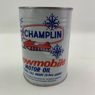 VINTAGE Full HTF Champlin Snowmobile Motor Oil 1 Quart Metal Can 5