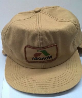 Vintage Asgrow Seed Hat Cap Tan Winter Flap K Brand 6 7/8 - 7 1/2 Made In Usa