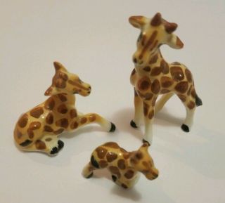 Bone China Giraffe Figurines.  Mama,  Papa & Baby.  Vintage Made In Japan.