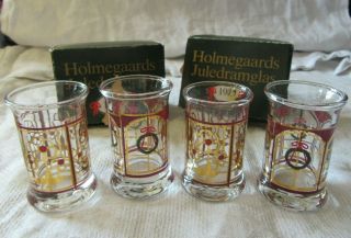 Holmegaard Glass 2 X 1995 Pair Christmas Dram Glass