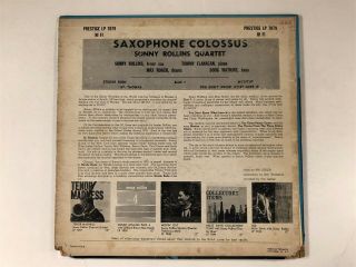 SONNY ROLLINS Saxophone Colossus Prestige Yellow/Black Mono DG Jazz LP 2