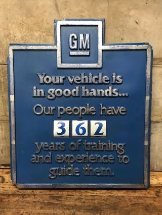 Vintage Gm General Motors Dealership Service Safety Count Sign Advertising
