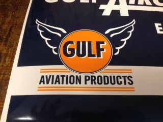 GULF AVIATION PRODUCTS ENGINE OIL SERIES R PORCELAIN ENAMEL ADVERTISING SIGN 2