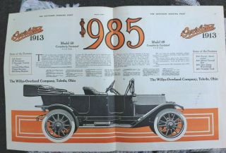 1913 Willys Overland Model 69 Print Ad 22 " X 14 " Ideal For Framing