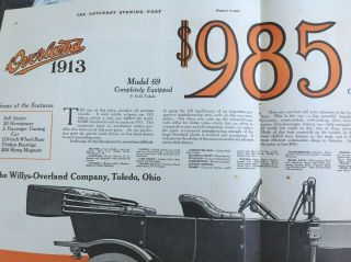 1913 WILLYS OVERLAND Model 69 Print Ad 22 