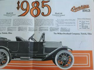1913 WILLYS OVERLAND Model 69 Print Ad 22 