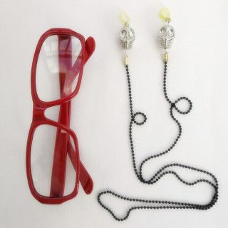 Kuroshitsuji Black Butler Grell Sutcliff Red Glasses Skull Chain Cosplay Prop