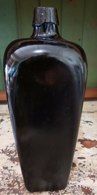 Very Dark Green/black Early Crude Case Gin Bottle Applied Top