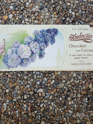 Vintage Ambrosia Chocolate And Cocoa Advertising Blotter,  Milwaukee,  Wisconsin