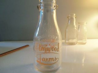 Vintage Elwood Farms Dairy Pint Milk Bottle Nc North Carolina