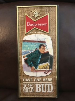Vintage Plastic Budweiser King Of Beers Sign