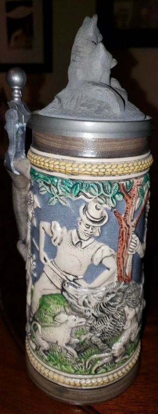 GERZ Hunting Stein Tankard Limited Edition With Ctf.  Signed Fox Handle & Lid 2