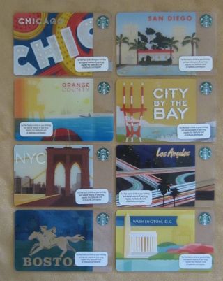 Starbucks - Complete Set Of 8 Usa 2013 Regional Cards - Rare Hard To Find