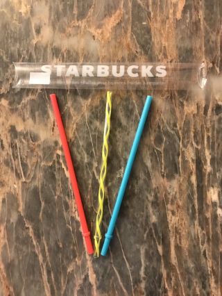 Starbucks 3 - Pack Grande Tropical Acrylic Reusable Drink Straws Cold Cup