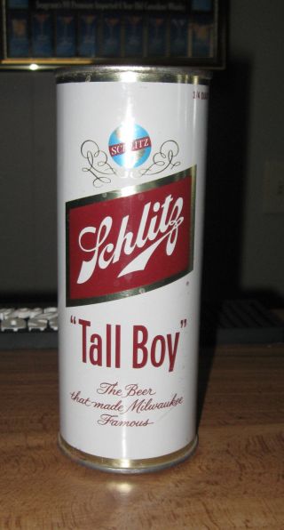 Schlitz Tall Boy 3/4 Qt Flat Top Beer Can Bank 24 Oz 1960 7 1/2 " Rare Vintage