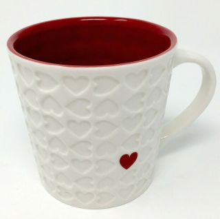 Starbucks 2007 Heart Coffee Mug Valentine’s Day Xlarge Size Red Heart Embossed