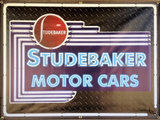 Studebaker Cars Dealer Marquee Neon Style Printed Banner Sign Remake Art 4 
