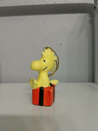 Vintage Snoopy Peanuts Woodstock Ceramic Christmas Ornament 1965