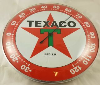 Texaco Red Star Green Letter T Gasoline Oil Round Dome Advertising Thermometer