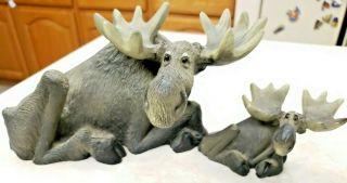 Moose Figurines Singing Tree Presents " Moose Usa " Made To Amuse & Collect 1998
