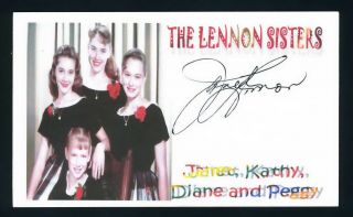 Janet Lennon Singer With The Lennon Sisters Signed 3x5 Index Card X0808