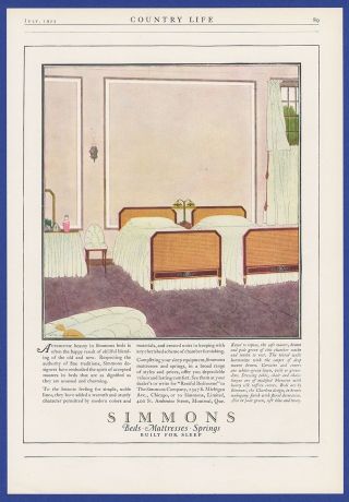 Vintage 1923 Simmons Beds Mattresses Springs Mattress Rare Print Ad 1920 