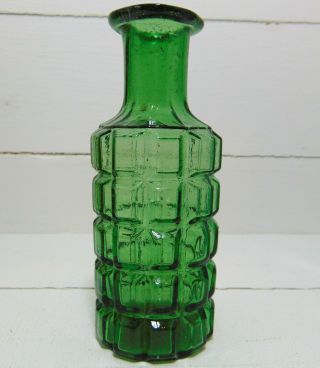 Very Unusual Green " Studded " Salad Oil / Vinegar Bottle With Flared Lip C1880,