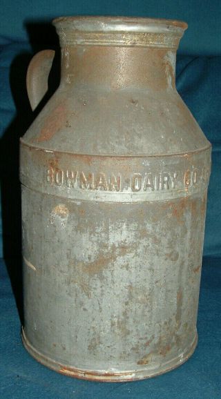 Antique Vintage Bowman Dairy Co Chicago 8 - 47 Cream Can - 1 Gallon Butterfat