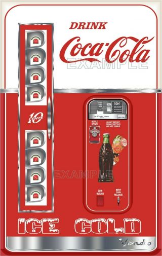 Coca Cola Vending Machine Printed Adhesive Vinyl Decal Fridge 20.  25 " W X 32 " H