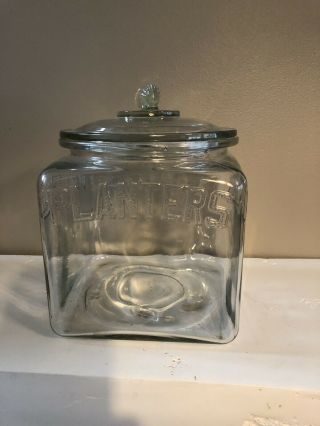 Antique Planters Peanuts Store Display Jar w/ Lid Glass Advertising Rare 2