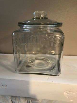Antique Planters Peanuts Store Display Jar w/ Lid Glass Advertising Rare 3